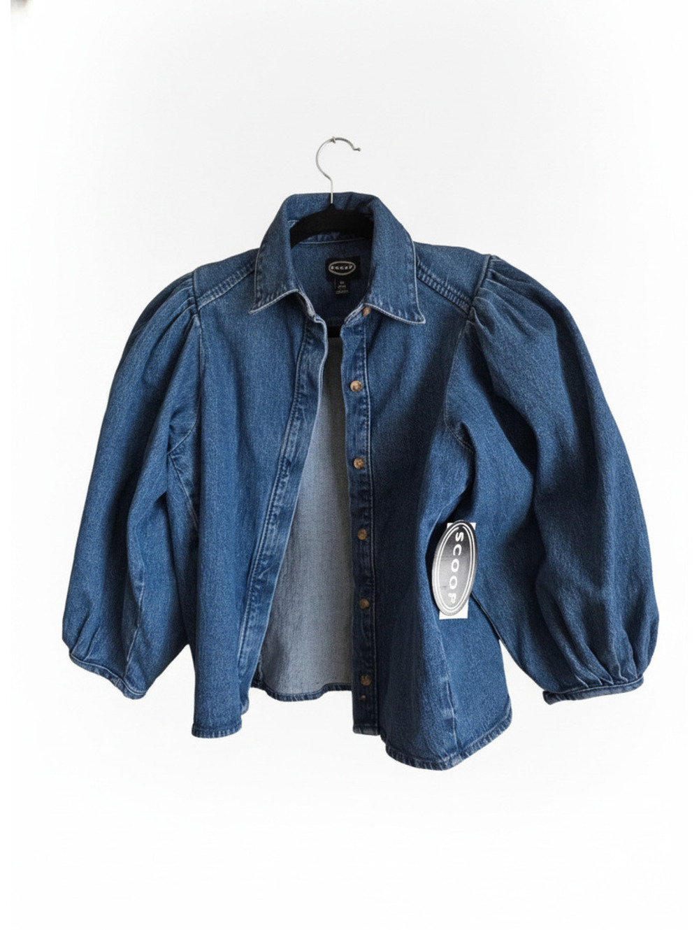 Scoop XS 3/4 Puff Sleeve Denim Shirt